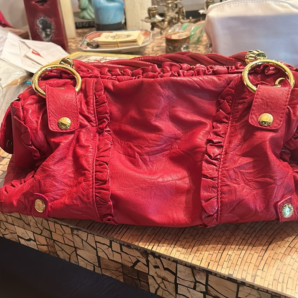 DOLCE & GABANNA 😍 Vintage Red Ruffle handbag♥️♥️♥️ EUC!! COA included STEAL!! - Picture 1 of 16